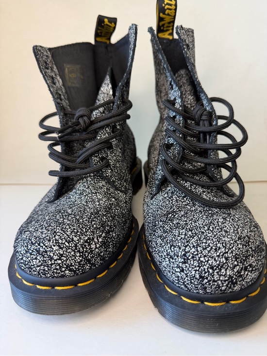 Dr. Martens Shoes - Dr. Martens 1460 Pascal Iridescent Metallic Crackle Boots Black and White